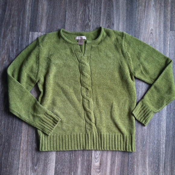Mountain Lake Sweaters - 🆕 Green Chenille Cable Knit Sweater